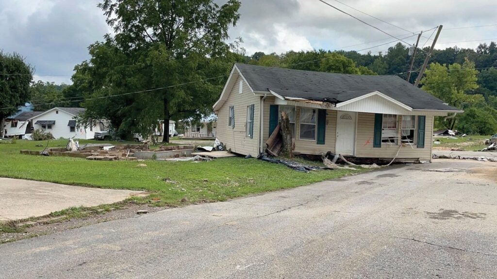 House in Waverly after flood.
